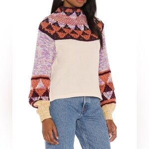 Free People | Swit The Small Stuff Mock Neck Fair Isle Sweater Small Femm Combo